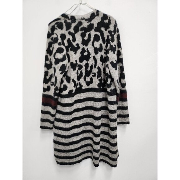 Only Our Story Womens Cardigan Medium Black Gray Animal Print Longline Sweater - Picture 7 of 7